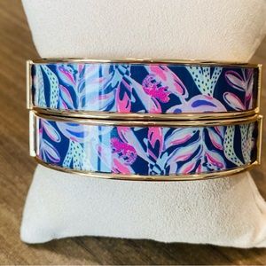Lilly Pulitzer Blue Pink & Gold Bracelet Set